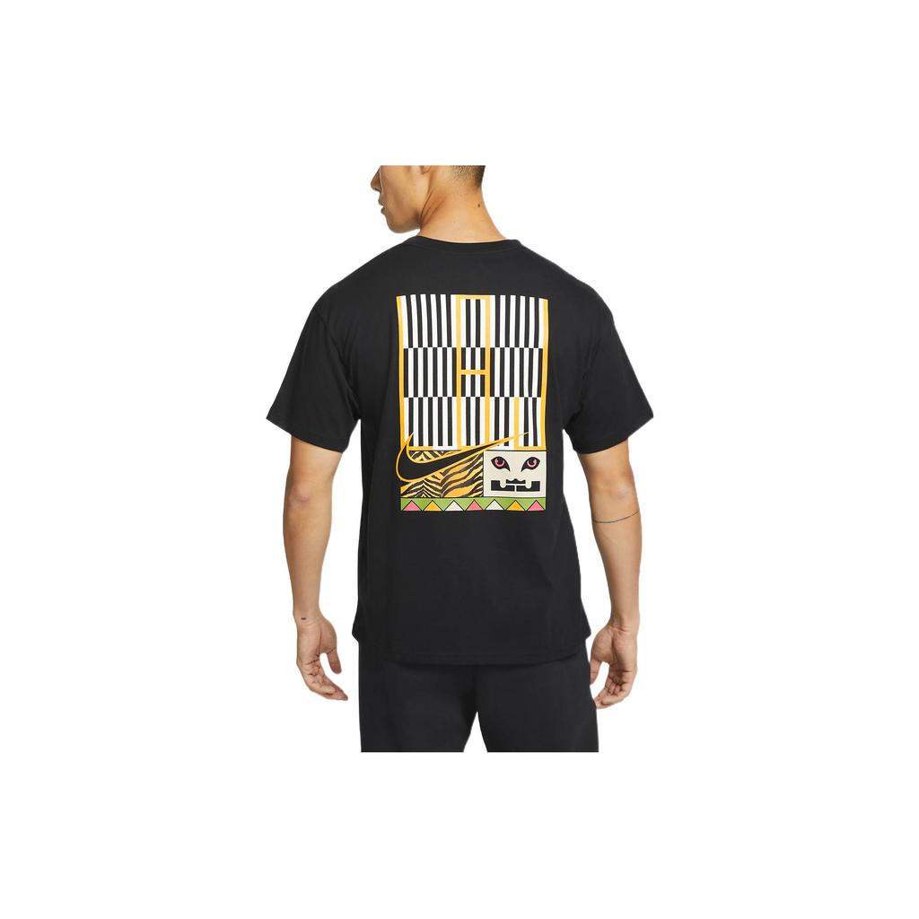 Nike T-shirt à Manches Courtes Décontracté à Col Ras du Cou pour Homme avec Imprimé Rayé au Dos Tops Noir DQ1882-010