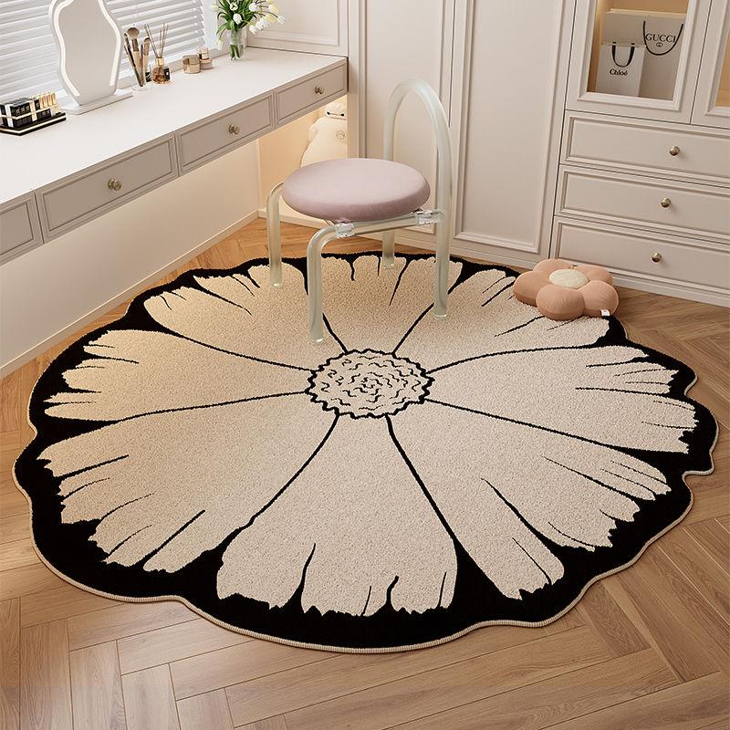 

Круглый ковер в американском стиле, прикроватный ковер для спальни, противоскользящий коврик для ног, легкий роскошный напольный коврик Diameter 120CM