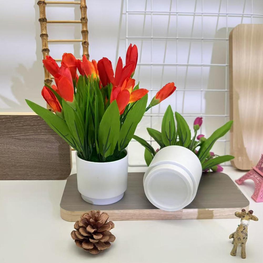 Tulip Faux Potted Plant Decorative Greenery For Party Decorations And Hospitality Settings