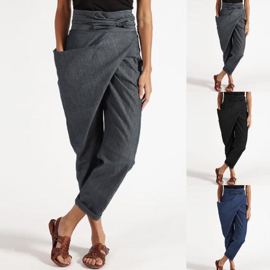 Damenhosen Unregelmäßige Taschen Streetwear Einfarbig Hohe Taille Cropped Hosen für Dates