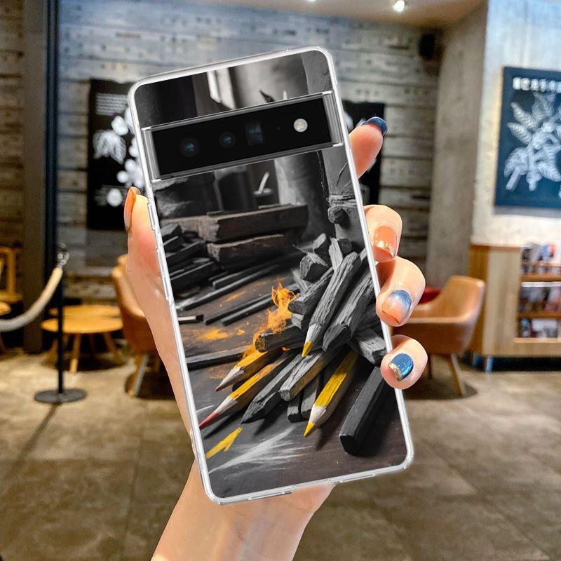 

Чехол для телефона для Google Pixel 9 8 7 6 5 4 4XL 7A 6A 5A 4A 3A Pro XL 5G Прозрачный Мягкий ТПУ Корпус Мультяшный Рисунок с Ручкой Capas Pixel 4