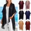 Breathable Summer Scarf V-Neck Cardigans Beach Cover Up Sun Protection Scarf  Vacation Outing