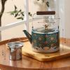 Ethnic Style Stainless Steel Tea Kettle, Large Capacity Teapot with Tea Strainer, Home Restaurant Flower Tea Pot, 1.5L
