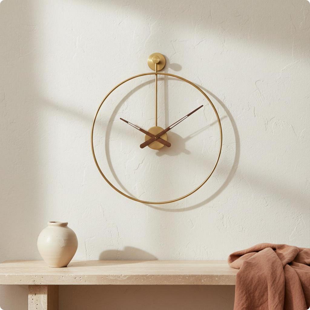 Metal Wall Clock Light Luxury Hoop Nordic for Living Room, Study Black 50CM