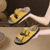 Women's Thick-bottomed Cool Slippers Women's Summer Wear New Fashion Belt Buckle Casual Beach One-word Slippers