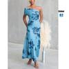 Ganzjahres-Slim-Fit Ins Wind-Mesh-Druck Hüftumschließendes Slim-Fit Schulterkleid 76