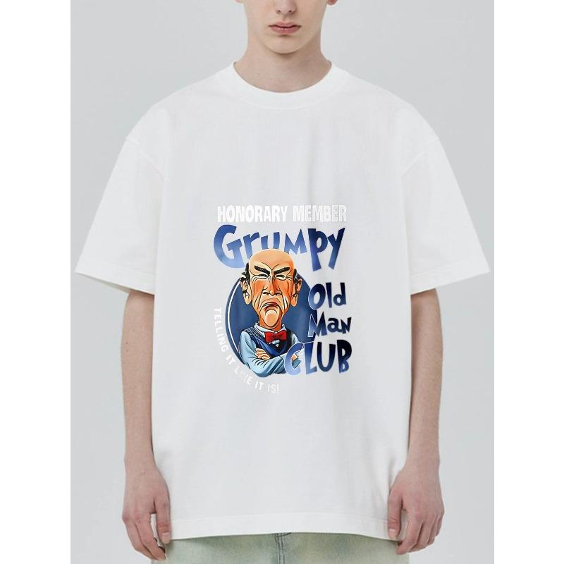 Black T Shirt with Grumpy Old Man Club Honorary Member Graphic for Casual Wear