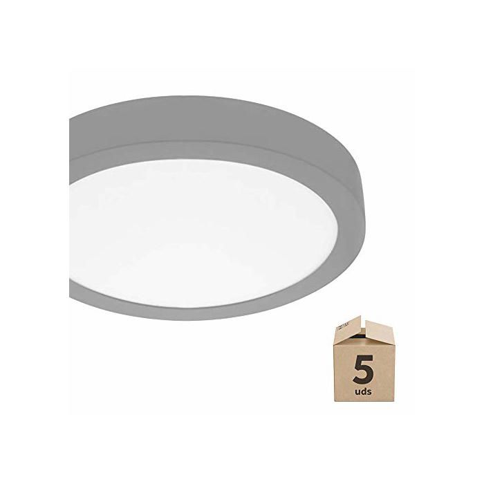 Spot LED encastré rond - Iluminación Ibérica - Lot de 5 - 7 W - Cadre argenté - Lumière chaude (3200K)