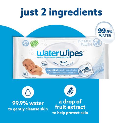 WaterWipes Super Value Box Baby Wipes, 9 Packs of 60 Count | 540 Baby Wipes WaterWipes