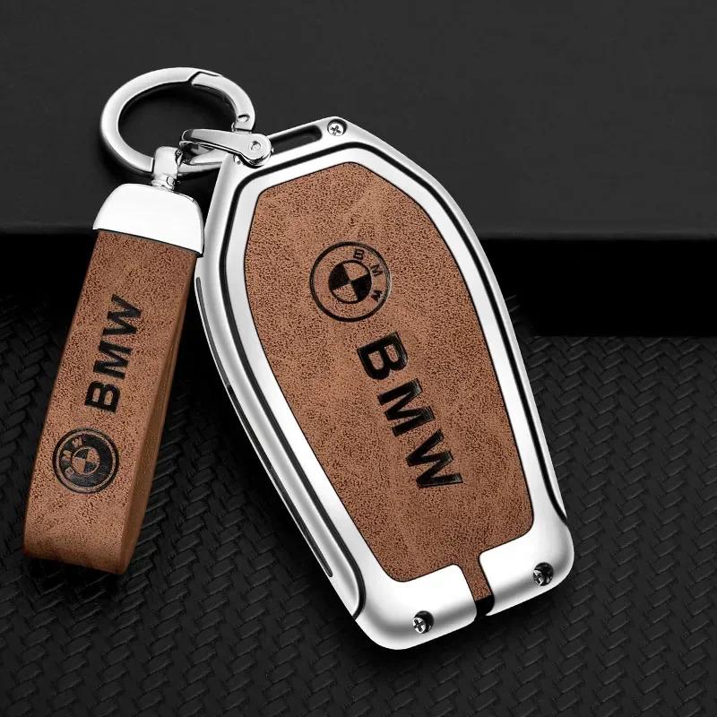 Hot 2025 Alloy Car Key Cover Protect Case Shell Leather Keychain For BMW G08 G38 G28 F52 G26 G02 G01 G07 G06 G05 IX3 F40 G30 G20