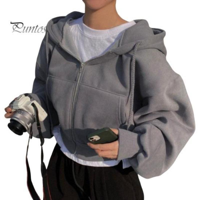 Frühling Damen Mantel Kapuze Kordelzug Lange Ärmel Taschen Reißverschluss Elastische Bündchen Saum Locker Sport Hoodie Freizeit Tägliche Kleidung Jacke