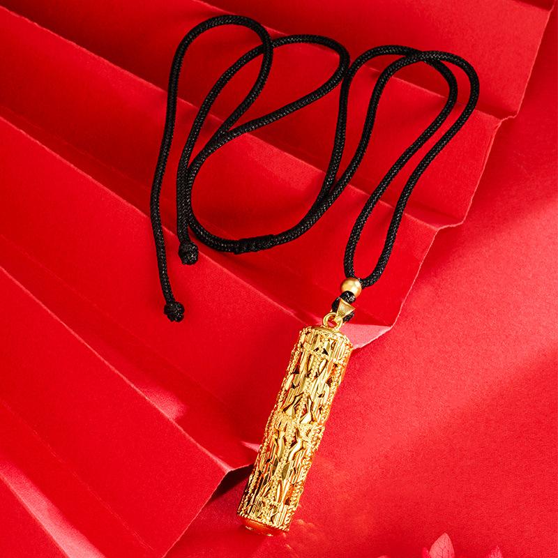 Six-character Motto Column Rope Chain DIY Sanskrit Pendant Ancient Carved Men and Necklace Pendant