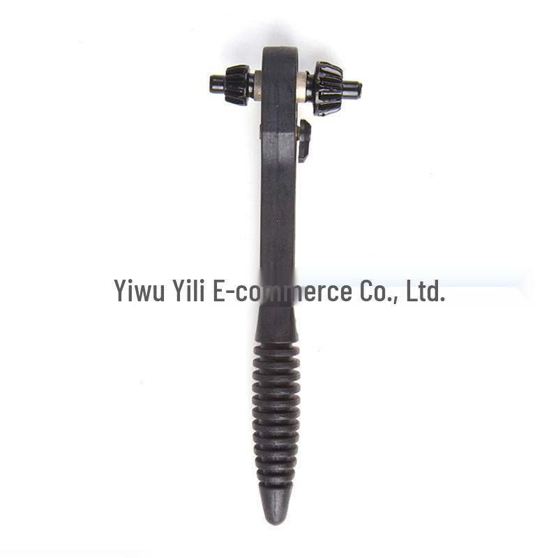 Dual-Use Two-Way Drill Chuck Key & Quick Ratchet Wrench (Black)
