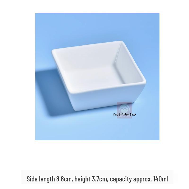 Pure White Ceramic Square Bowl for Condiments and Desserts