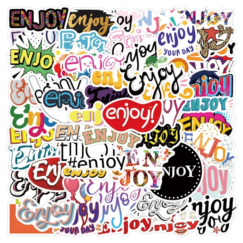 55Pcs Enjoy Graffiti Stickers Suitcase Water Cup Stationery Mobile Phone Car Scooter Laptop Refrigerator Decoration Diy Decals