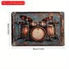 2d Flat 30*20cm, Vintage Drum Set Wall Art, Boho Style Decorative Wooden Sign, Multipurpose, for Living Room, Home Decor, Home Kitchen Garden, Bedroom