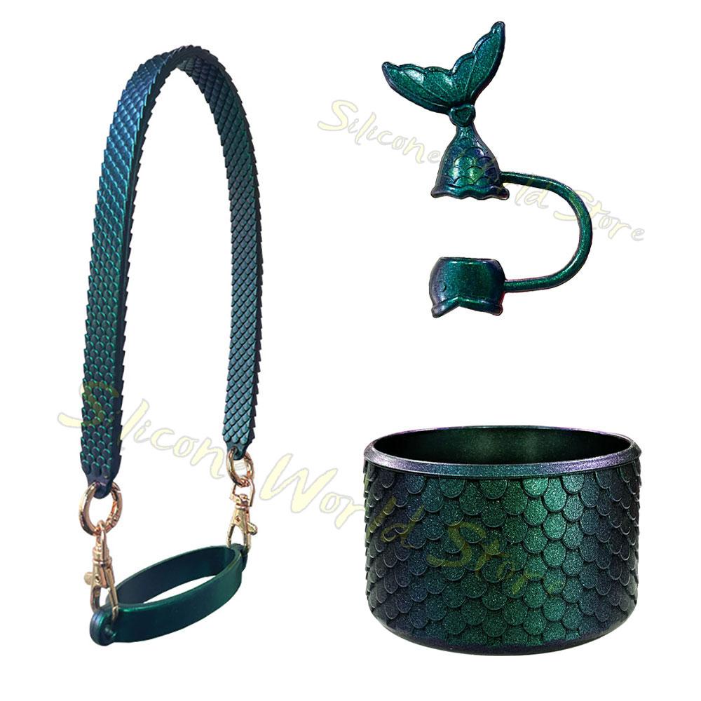 SW 3PCS Cup Accessories Set for Stanley Silicone Straw Cover Cap Cup Boot Sleeve Cups Hanging Rope Water Bottle Handle Strap