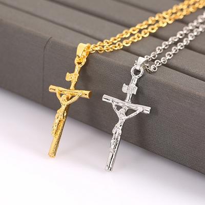 Moda Religijny Chrześcijański Bóg Krzyż Krucyfiks Wisiorek Naszyjnik dla Mężczyzn Kobiety Jezus Link Chain Hurtowa Biżuteria Prezenty