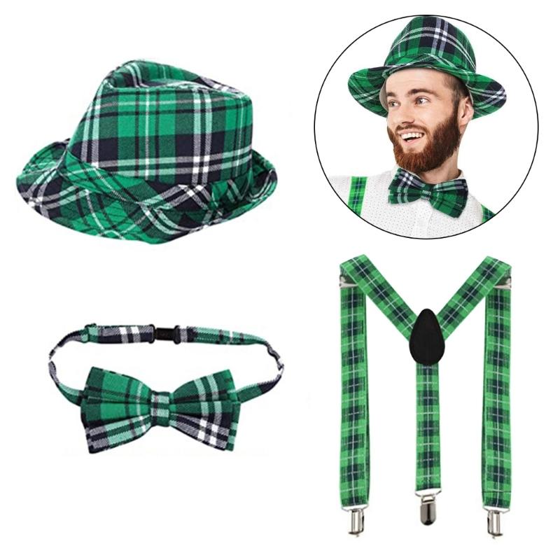 Patrick's Day Hat Bowtie Beard Headband Necklace Eyeglasses Skirt Long Glove Leg Sleeve Patrick Costume Accessories
