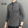 Men's Sports Shirts Stand Collar Half Zip Sweatshirt Solid Color Slim Fit Long Sleeve Pullover Shirt for Autumn Winter Casual Wear