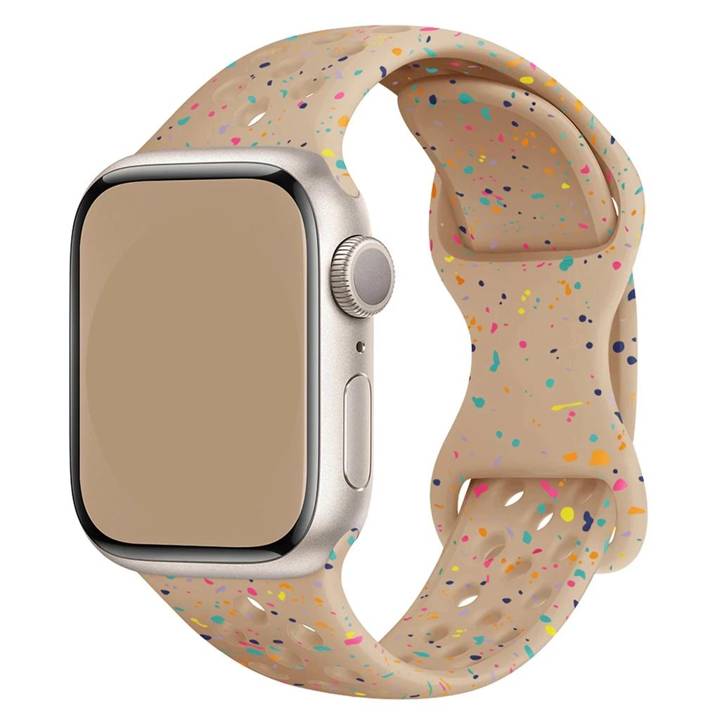 Color Particles Strap for Apple Watch Ultra 2 Band 49mm 45mm 44mm Silicone Bracelet for IWatch Series 9 8 7 6 5 41mm 42mm SE 4 3