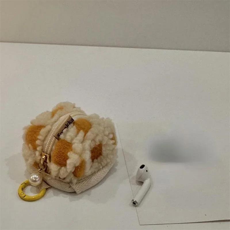 1 Piece Retro Classic Earphone Bag Vintage Lovely Mini Plush Wireless Headset Storage Bag Wholesale