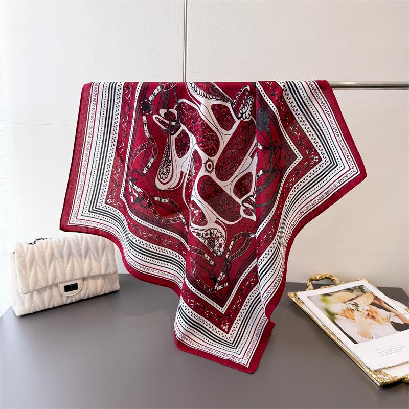 Leopard Print Spring- 70% Faux Silk Premium Square Scarf Thin Shawl Versatile Neckerchief Hair Bandana for Women