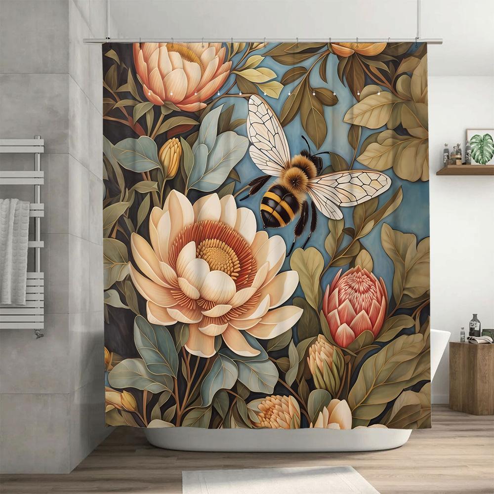 Vibrant Butterfly Shower Curtain Blue Peacock Print Bath Decor Waterproof Fabric for Home Decoration