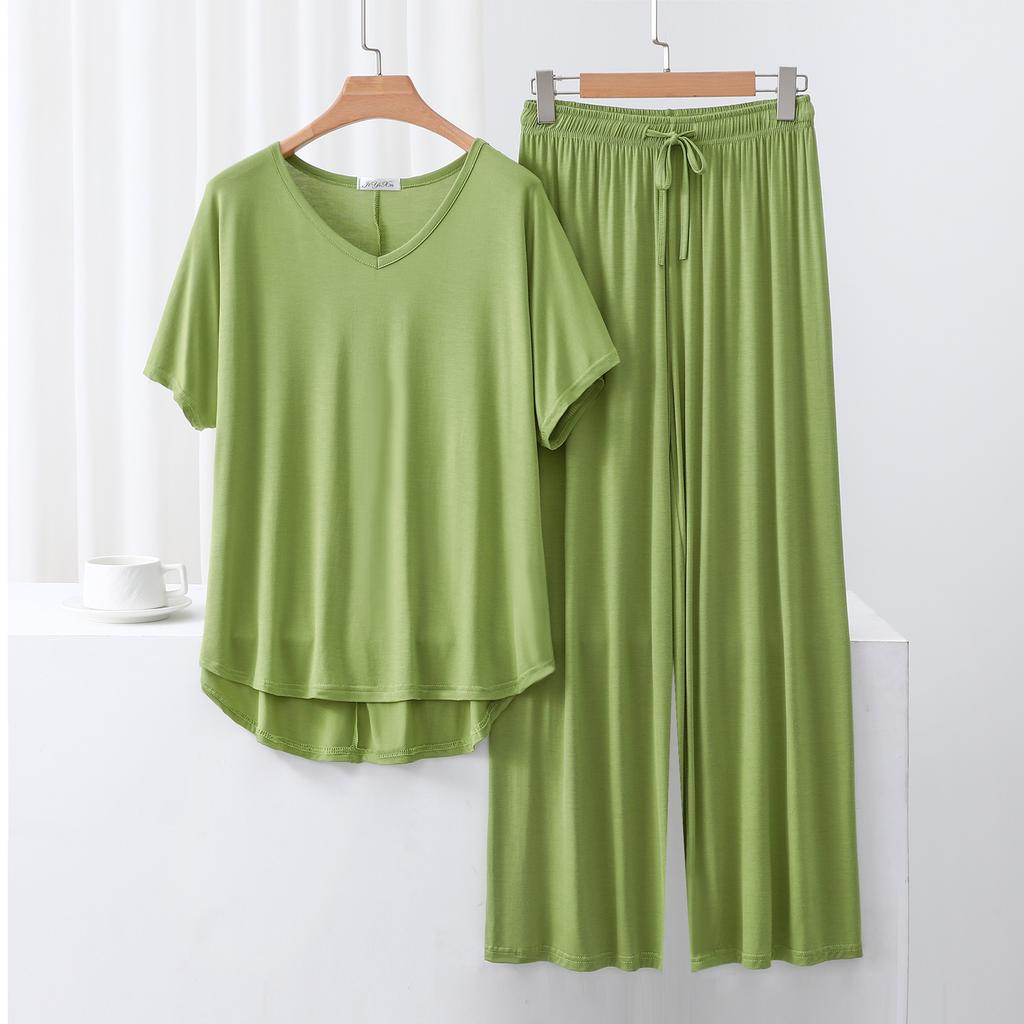 Ensemble de survêtement deux pièces pour femme Coupe ample Haut à manches courtes Pantalon à cordon de serrage