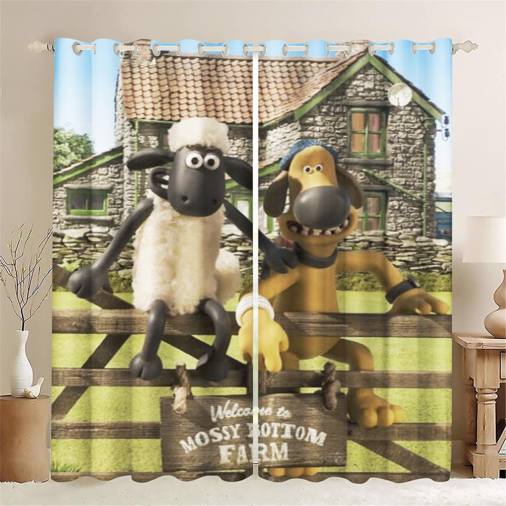 Cartoon Sheep Curtain Home Cute Printing Polyester Curtains Living Room Bedroom Heat Sun Protection Perfect For Sitting