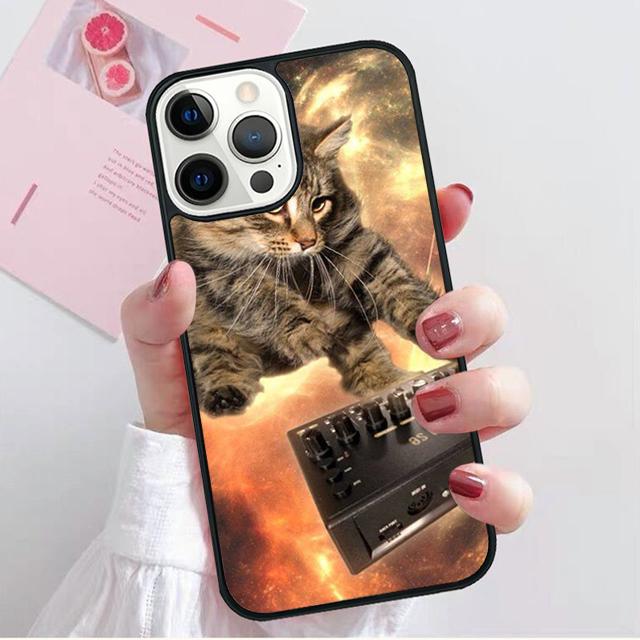 Synth Synthesizer cat Pattern Phone Case Cover For iPhone 17 Air 15 16e Pro Max 14 13 12 11 Pro Max Plus Coque