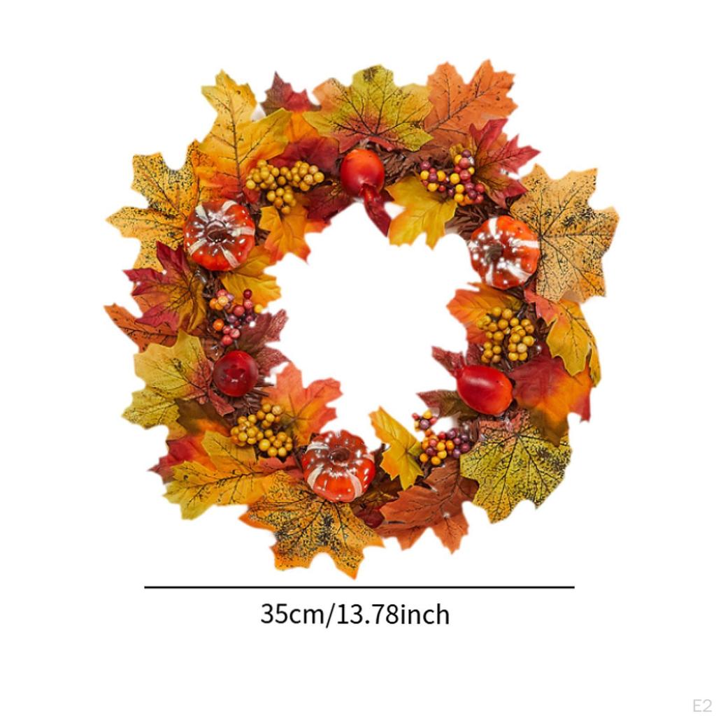 Halloween Decoration Pumpkin Berry Maple Leaf Garland Hanging DIY Wreath for Hotel Mall Party