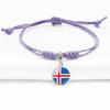 Purple Stylish Unisex Charm Bracelet With European Country Flags Length Adjustable