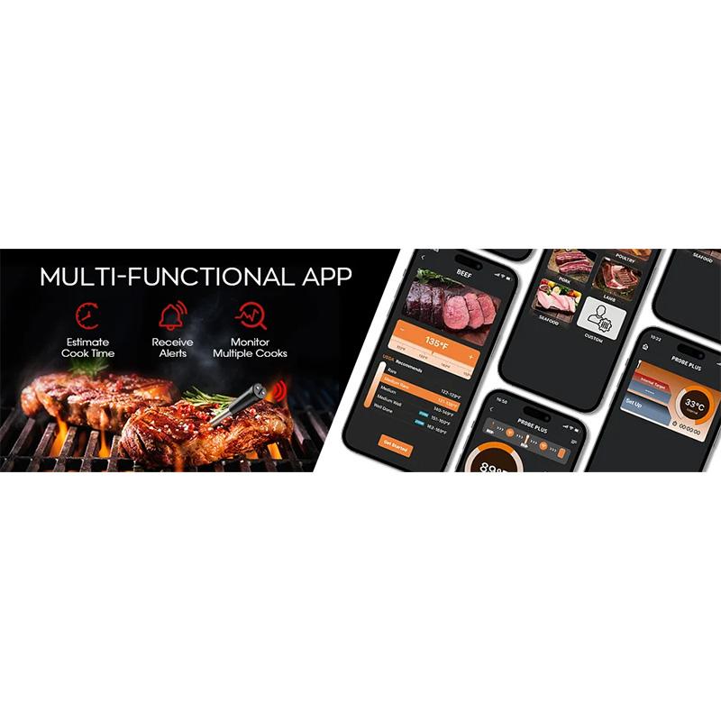 Wireless Meat Thermometer Digital Probe Thermometer Bluetooth 360FT Support APP Remote Monitoring for Oven, Smoker, Sous Vide