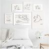 Matisse Picasso Retro Móda Moderní Lineární Náčrt Plakáty a Tisky Nástěnné Umění Obrazy na Plátně pro Domácí Dekoraci Dekorace Obývacího Pokoj