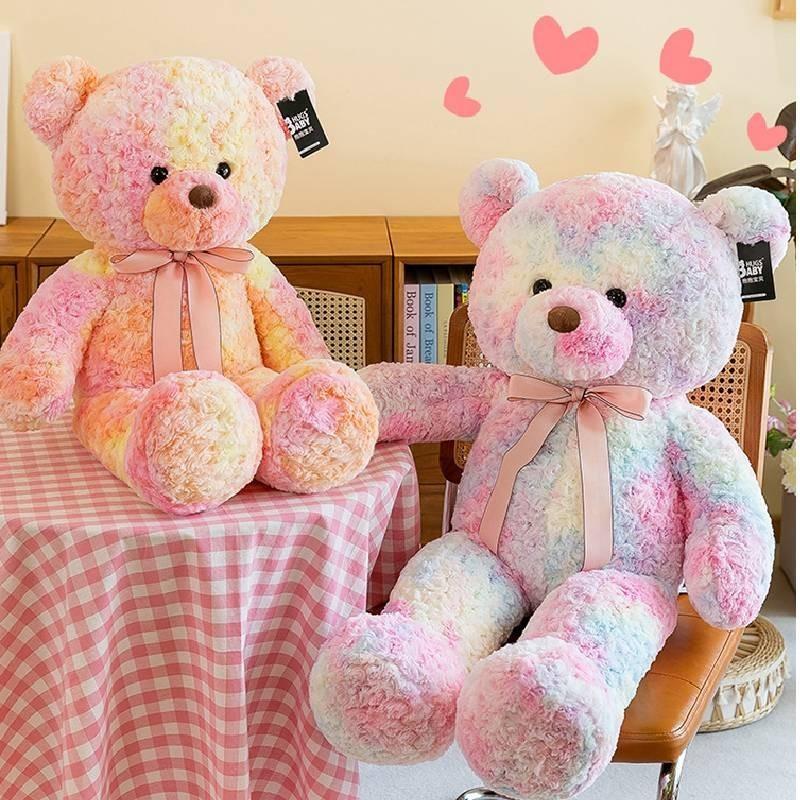 Colorful Teddy Bear Plush Toy Soft Pp Cotton Stuffed Animal Perfect Valentine's Gift