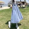 Women's Long Denim A-Line Pleated Skirt Summer Mid-Length, High Waist, Casual and Versatile