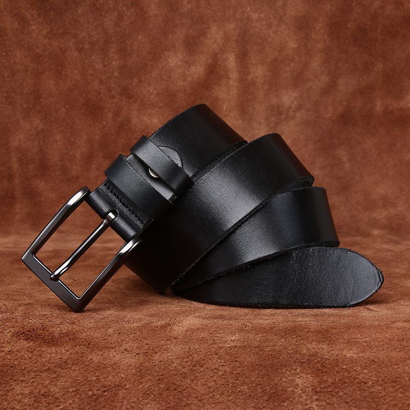 3.8Cm Wide Washed Retro Belt Men'S Genuine Leather First Layer Cowhide Pin Buckle Simple Casual Jeans Belt Men'S
