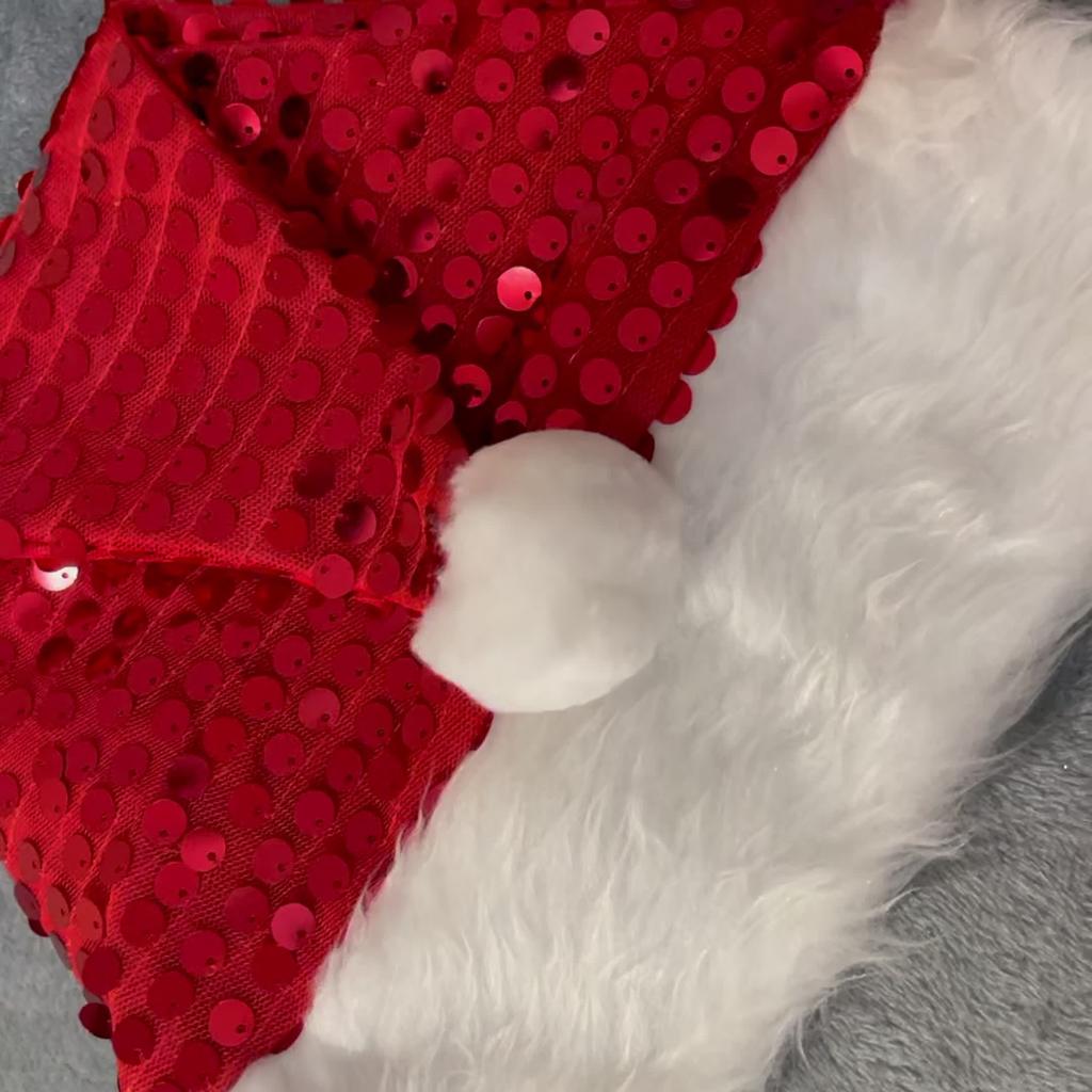 1pc Christmas Party Supplies Christmas Decor Atmosphere Hat Double-layer Rhinestone Hat Hai Pai Fleece Hat Adult Large
