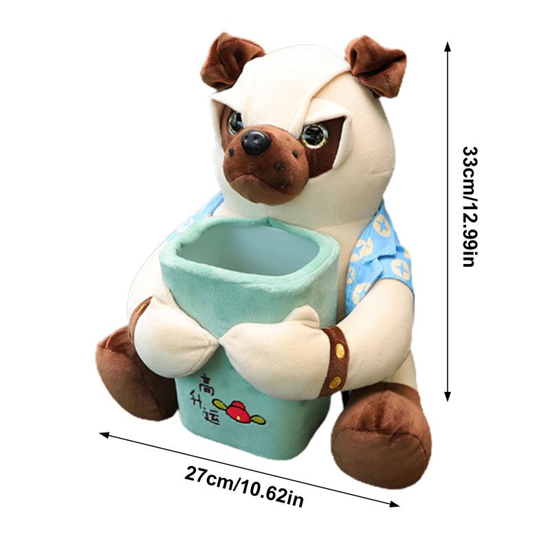 Doggie Trash Can 2 In 1 Plush Dog Car Tissue Box Trash Can Cute Animal Tissue Creative Box For Vehicle Supplies