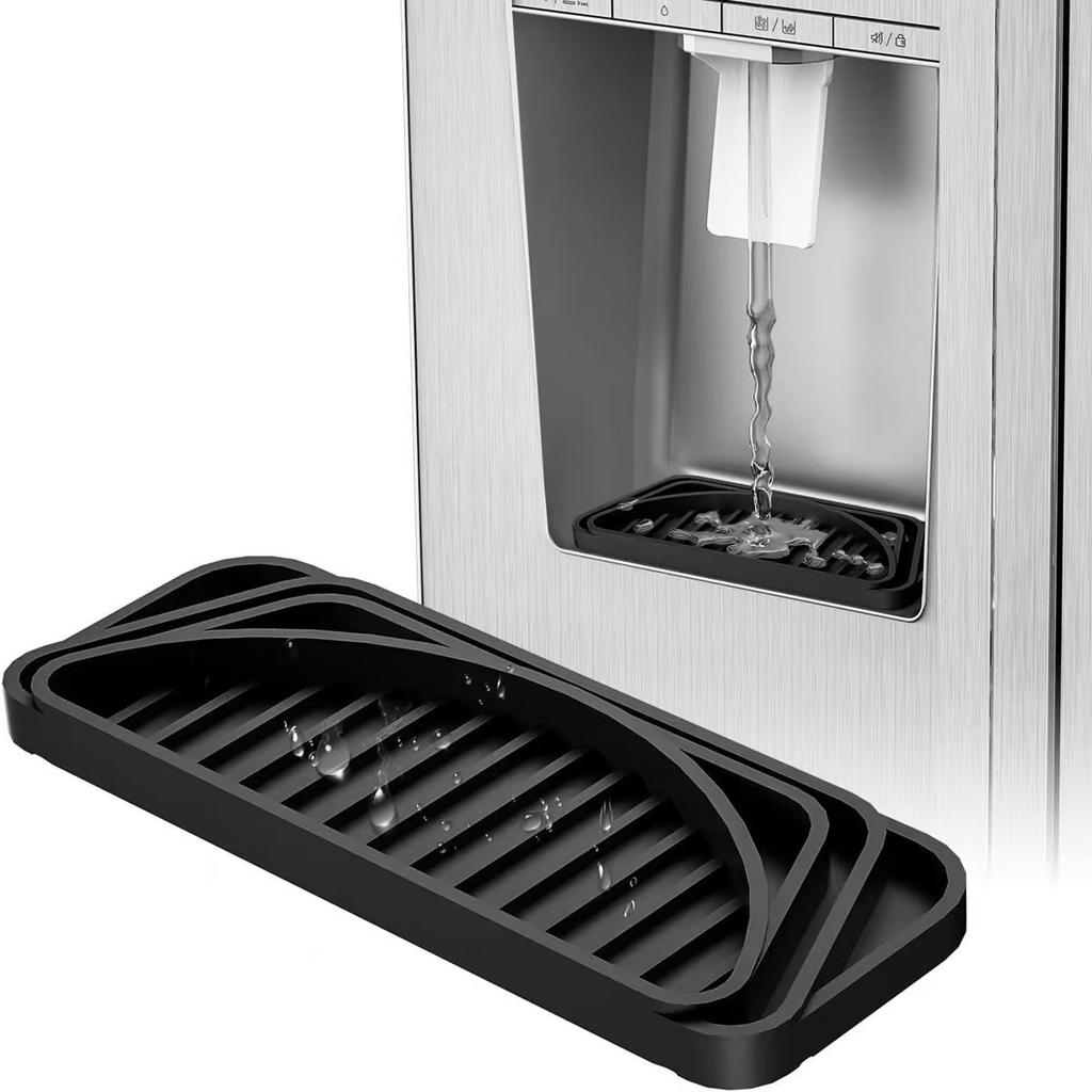 1Pc Silicone Refrigerator Drip Catcher Tray - Water Dispenser Drip Tray & Ice Protector Pan With Raised Ridges For Efficient Dra
