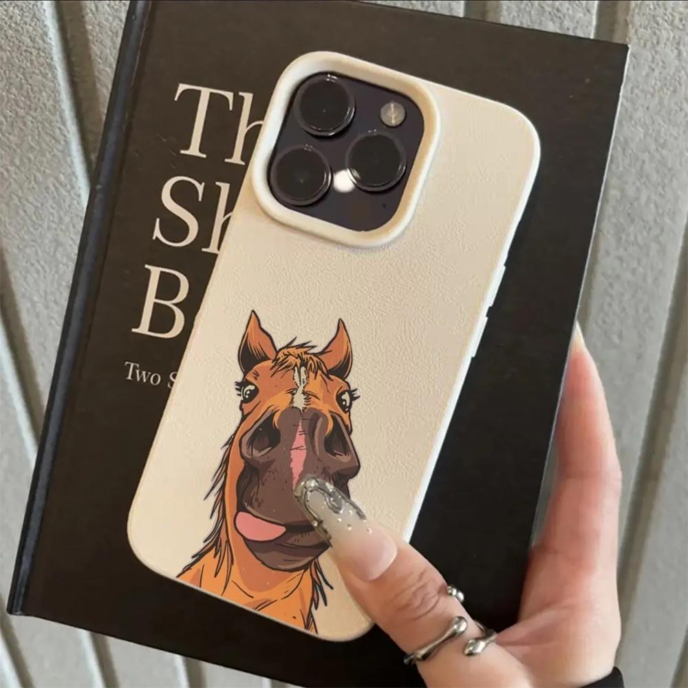 

Lunar New Year Horse Illustration Lychee Texture Phone Case For iPhone 17 16 15 14 13 12 11 Pro Max Plus 17 Air XS X XR Cover iPhone XR