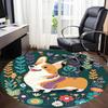 1pc Floral Corgi Office Round Area Rug, Under Office Chairs Bedroom Living Room Home Decor, Room Deco