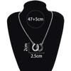 Black White Jewelry Fashion Women Lady Double Horse Hoof Pendant Zinc Zinc Alloy Chain Necklace