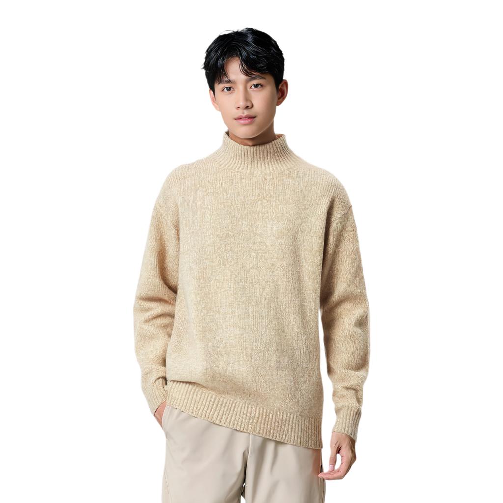 Uniqlo Souffle Yarn Casual Pullover Half High Neck Knit Sweater Men Tops Off-White 461070-30