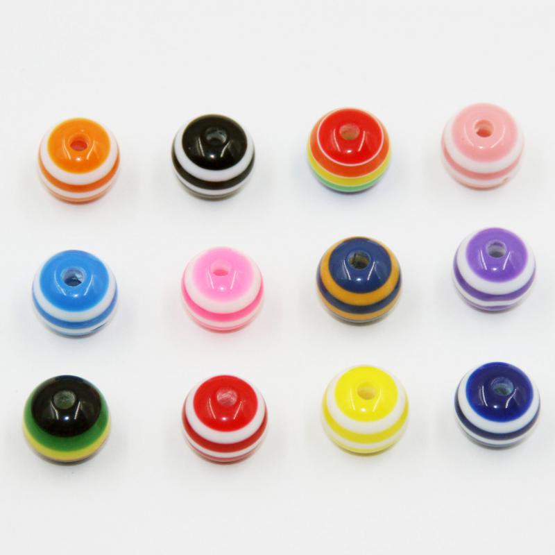 10mm Round Transparency Resin Beads Stripe Spacer Beads For Children Handcraft Department Diy Button Accessories 100pc/lot