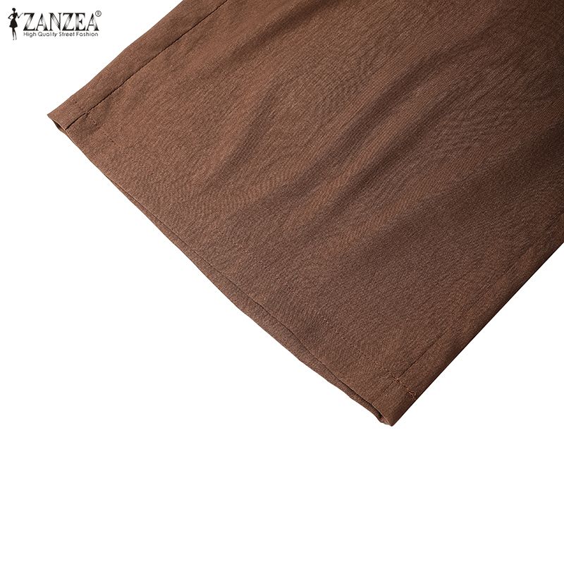 ZANZEA Kadın Kısa Kollu Bluz ve Pantolon Günlük İki Parça Takım Setleri