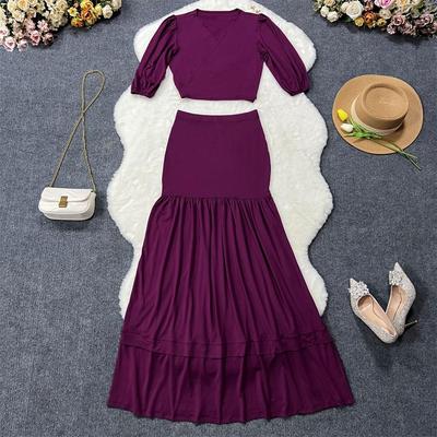 European & American Spring/Summer Slim Short Top with Casual High Waist Skirt Set