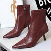 2025 Autumn Winter Shoes leather boots Women shoes side zipper Ladies ankle boots Pointed high-heeled boots Stiletto Short boots