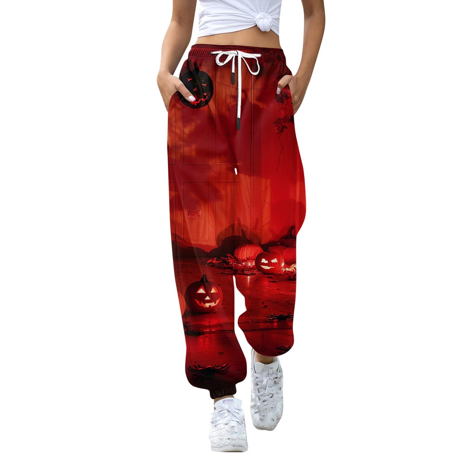 

Жіночі модні повсякденні спортивні штани з кишеньковими шнурками та принтом XXXL